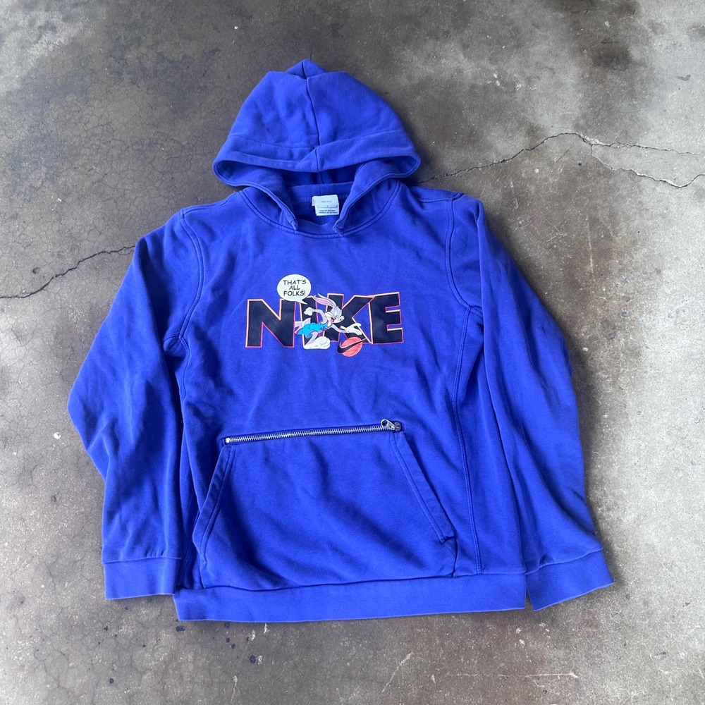 Nike Hoodie Womens L Blue Excellent Space Jam Bugs Bunny Dri-FIT Pullover